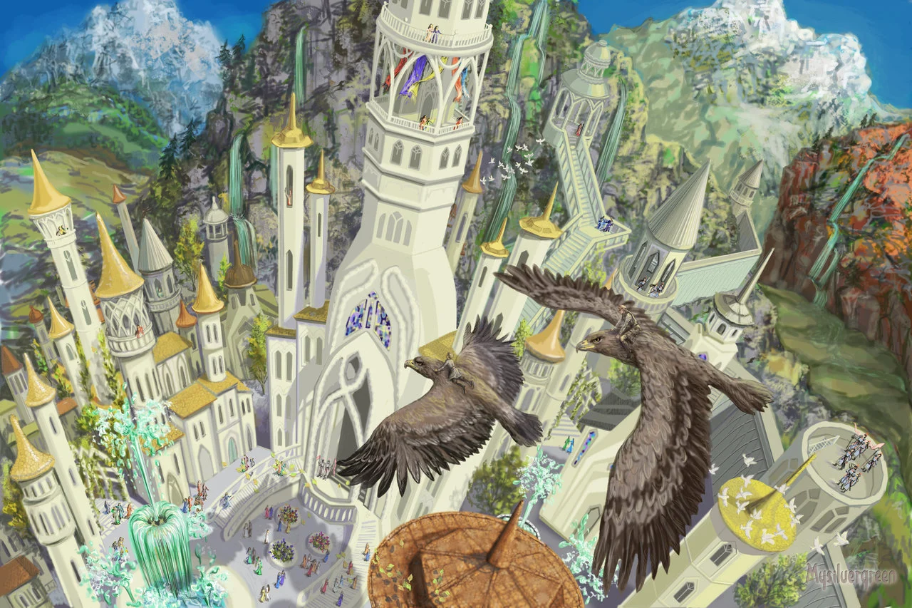 Húrin y Huor llegan a Gondolin, por Mysilvergreen
