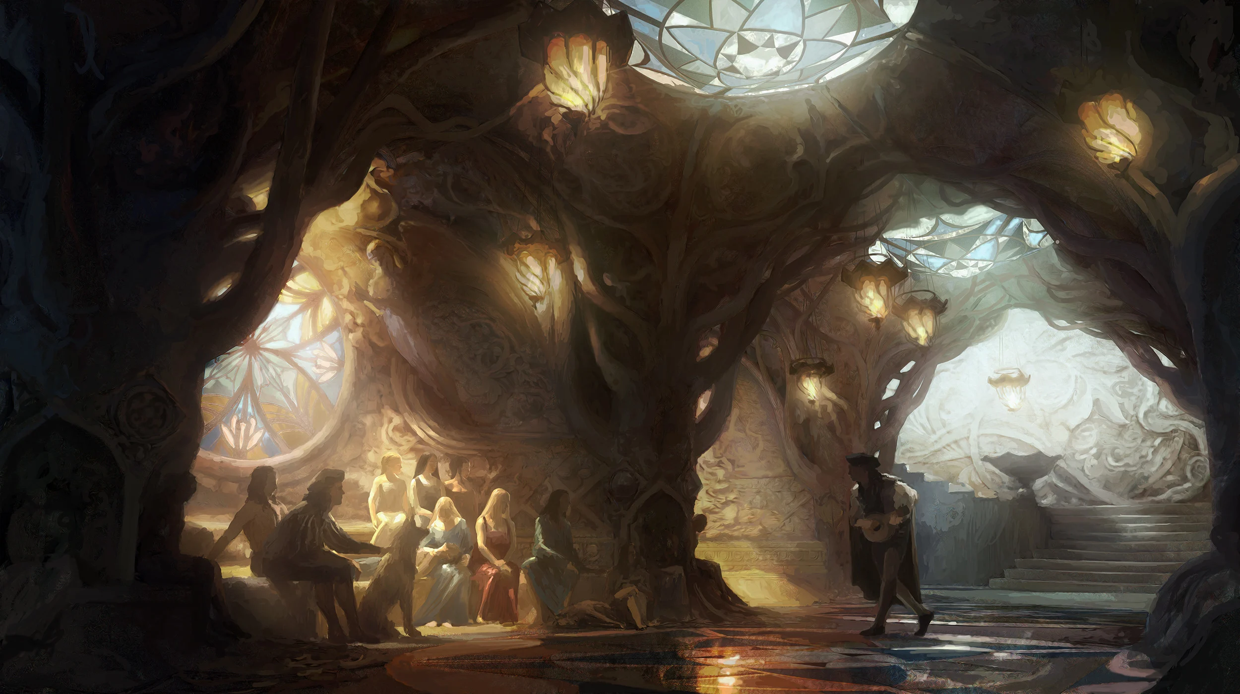 Daeron en la corte de Menegroth, por Pete Amachree