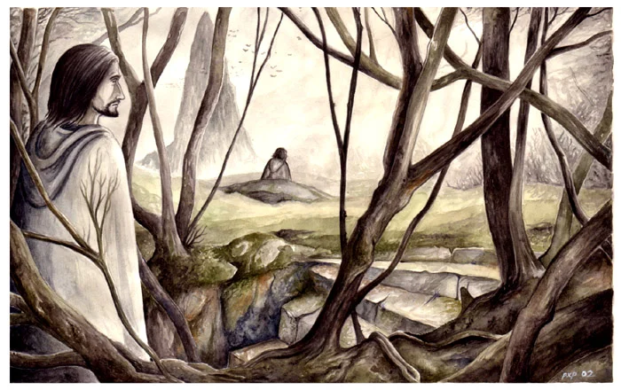Boromir y Frodo en Amon Hen, por Peter Xavier Price