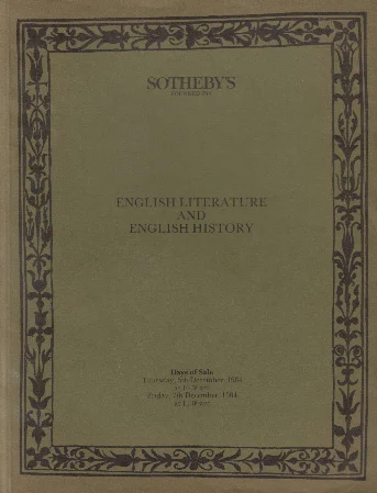 Sotheby’s: Literatura inglesa e Historia de Inglaterra, 6-7 de diciembre de 1984