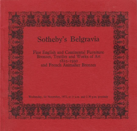 Sotheby’s: Mobiliario inglés y continental de calidad, bronces, textiles y obras de arte, 1825-1930, y bronces franceses con motivos de animales