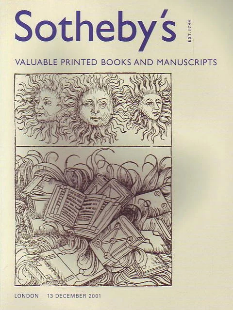 Sotheby’s: «Valuable Printed Books and Manuscripts», 13 de diciembre de 2001