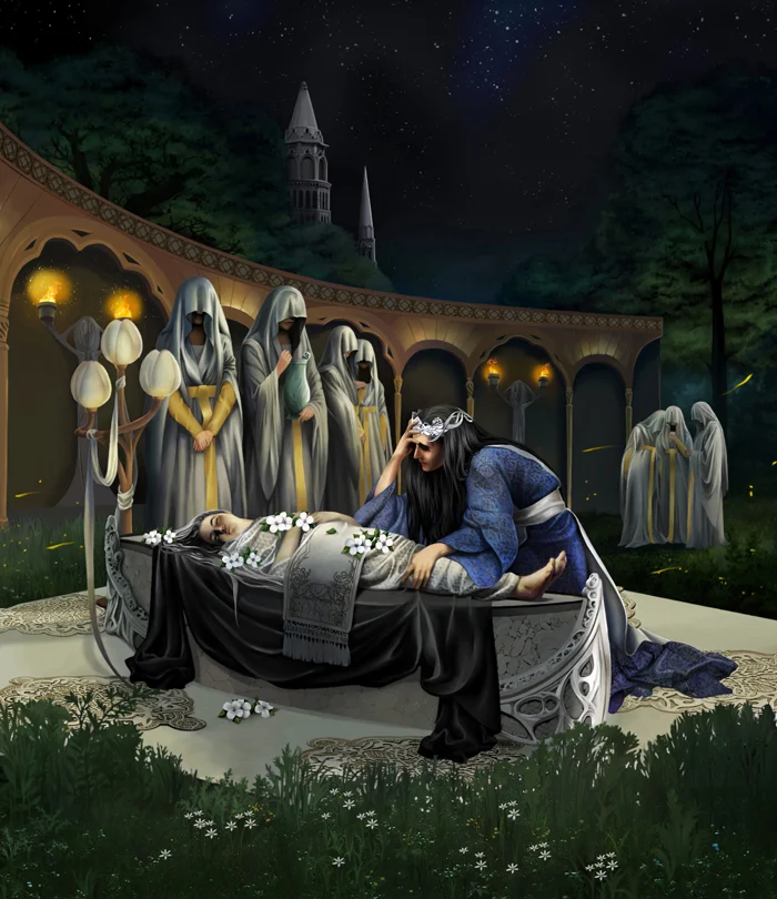 «Finwë lamentando la muerte de Míriel», de Steamey
