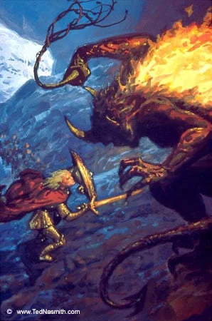 «Glorfindel y el Balrog sobre Gondolin», de Ted Nasmith