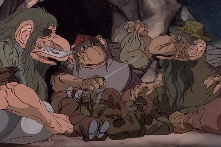 William, Tom y Berto en El hobbit (película de 1977)