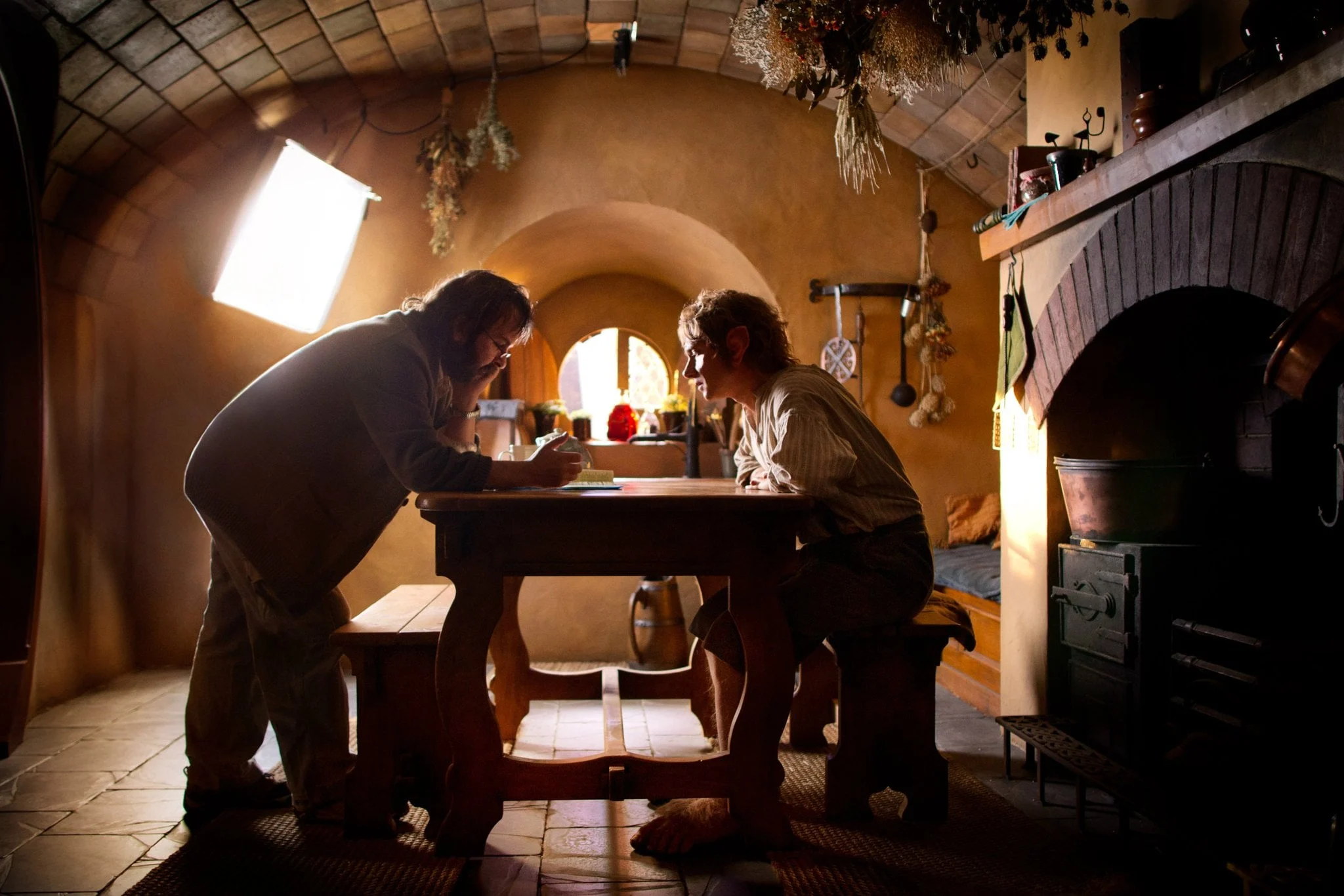 Martin Freeman y Peter Jackson en el plató de Bolsón Cerrado.