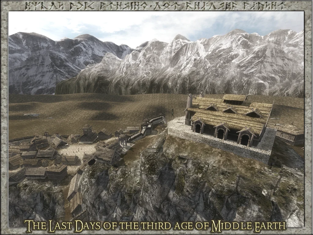 Vista aérea de Meduseld y Edoras