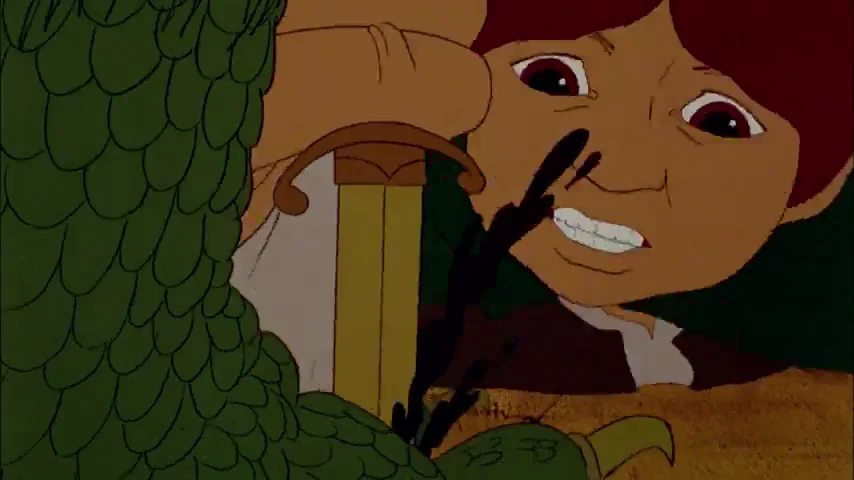 Frodo apuñalando a un troll de las cuevas en Moria — El Señor de los Anillos (película de 1978)
