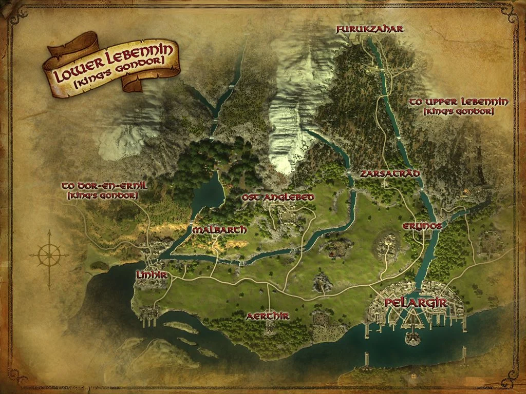 Mapa del Bajo Lebennin en El Señor de los Anillos Online