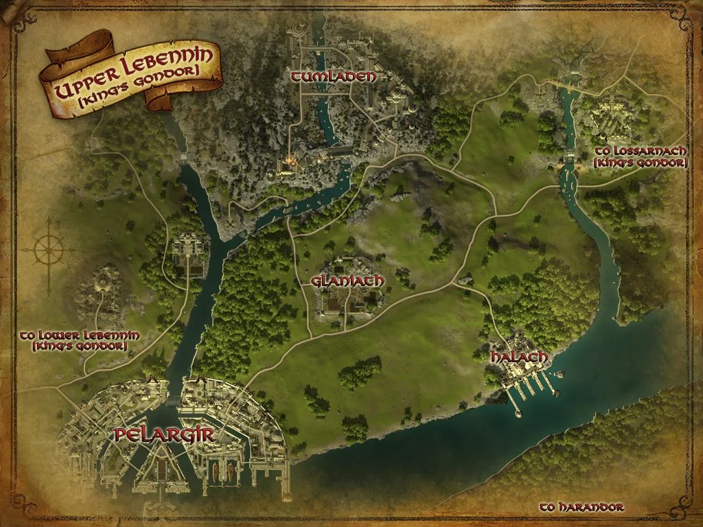 Mapa del Alto Lebennin en El Señor de los Anillos Online