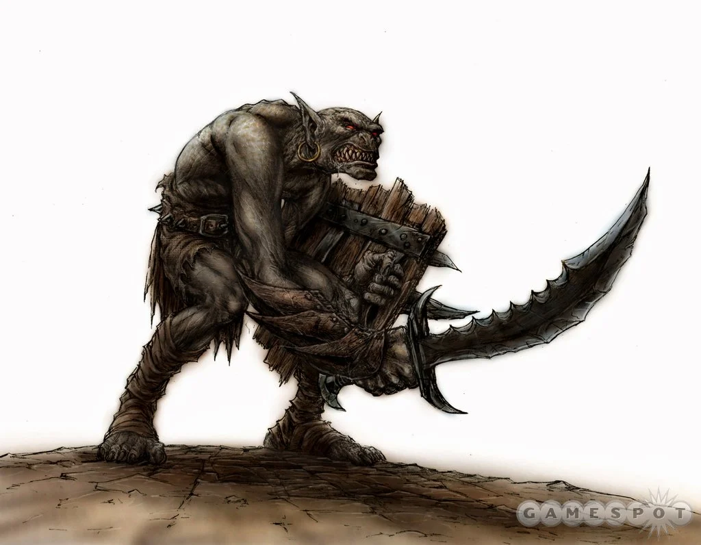 Arte conceptual de un orco en El Señor de los Anillos: La traición de Isengard