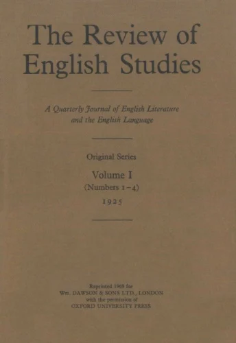 The Review of English Studies (vol. 1)
