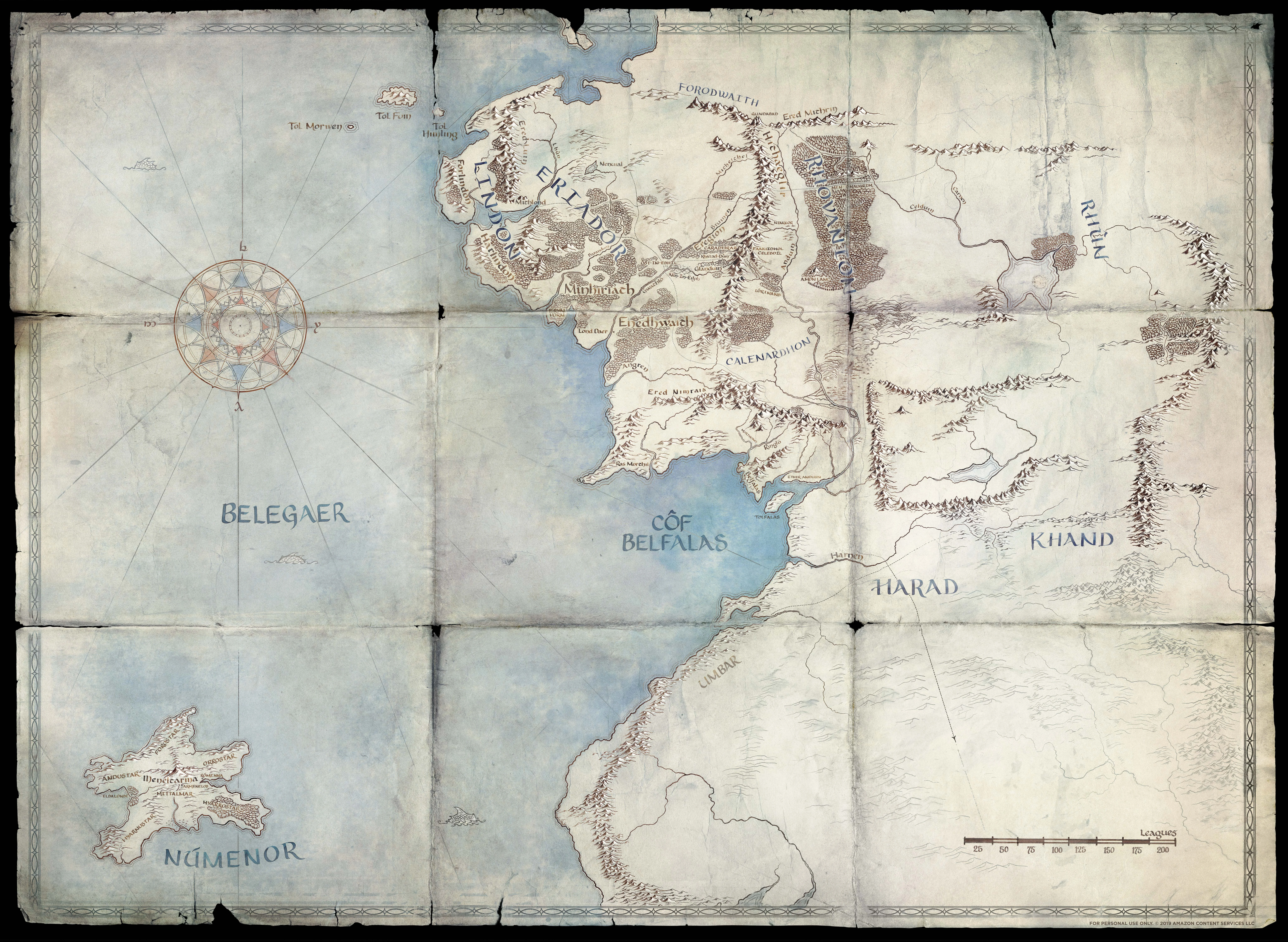 Cuarto mapa de la Tierra Media, publicado por Amazon el 6 de marzo de 2019