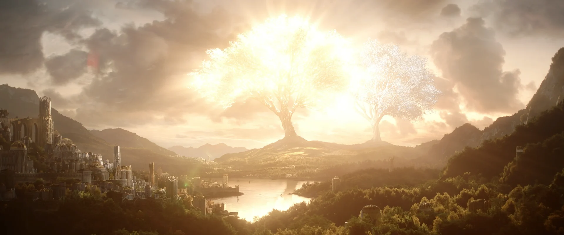 Los dos Árboles de Valinor en *El Señor de los Anillos: Los Anillos de Poder*.