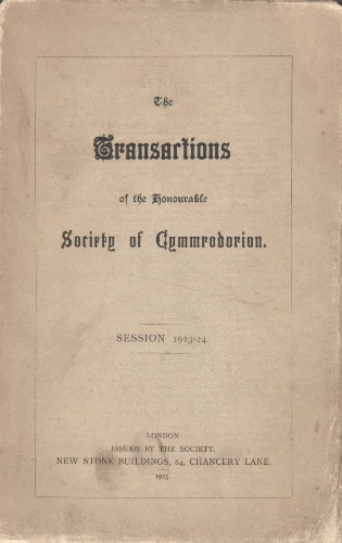 Las Actas de la Honorable Sociedad de Cymmrodorion: Sesión 1923-24